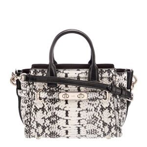 Coach Swagger 20 Black and White Snakeskin Satchel